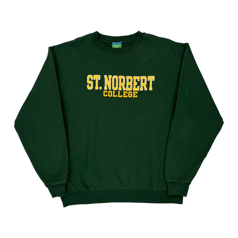 St. Norbert College Champion College Sweatshirt - Large Green Cotton Blend