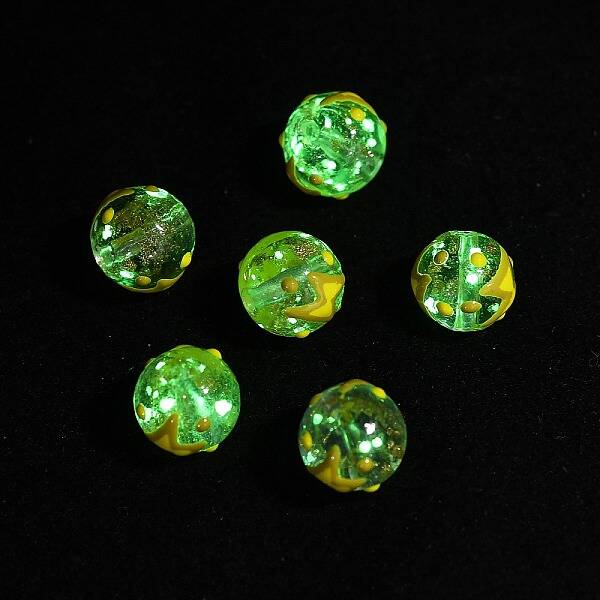 Luminous Handmade Enamel Gold Sand Glass Beads Strands