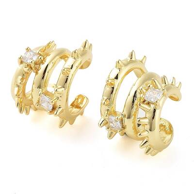 Brass Micro Pave Cubic Zirconia Cuff Earrings for Women