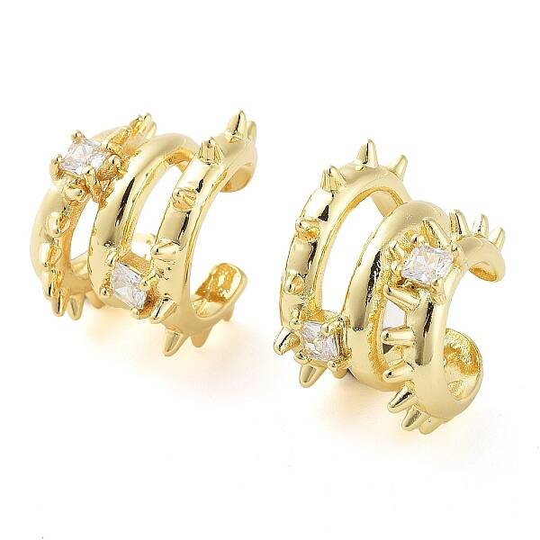 Brass Micro Pave Cubic Zirconia Cuff Earrings for Women