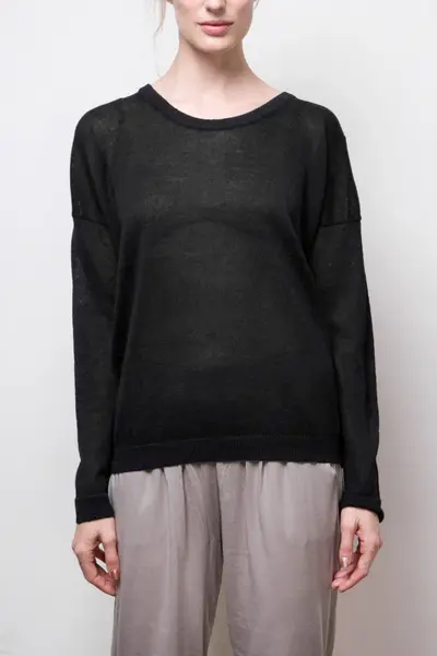 nini sheer cotton pullover - midnight | Size: medium