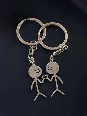 Casual Matching Couple Keychain for Spring, Fall Heart Decor Cartoon Design Keychain for Friends Gift, Cute Fashion Accessori...