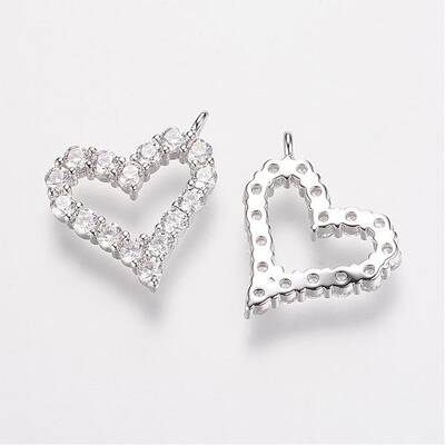 Brass Micro Pave Grade AAA Cubic Zirconia Charms