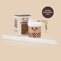 Boba Straw Keyring Set - Foldable Straw with Gold Keychain, BPA-Free Silicone Straw, Carrying Case, Piercing Lid - 200,000+ B...