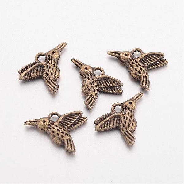 Tibetan Style Alloy Hummingbird Charms Pendants