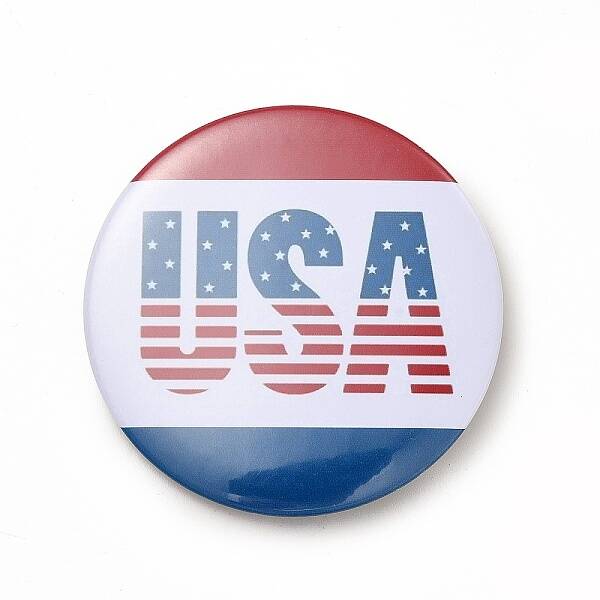 Independence Day Flat Round Tinplate Badge Pins