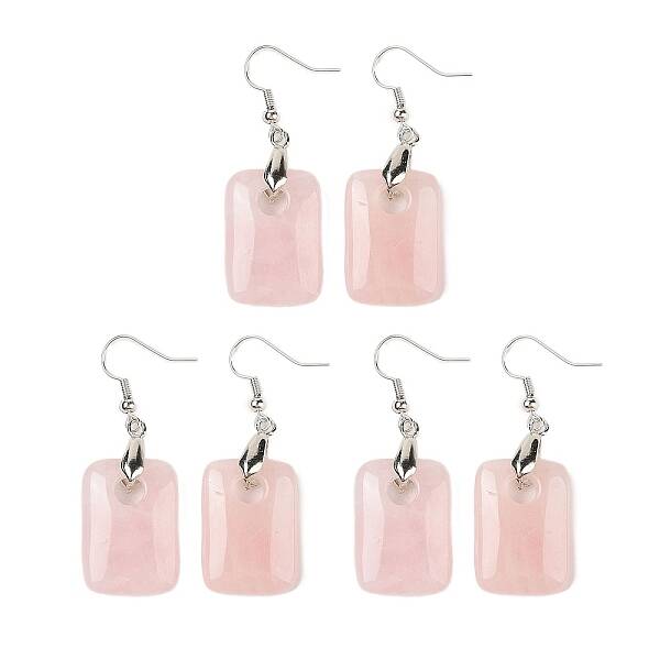Natutal Rose Quartz Dangle Earrings