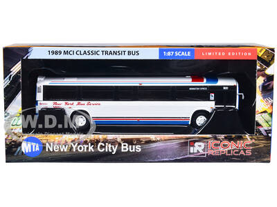 1989 MCI Classic Transit Bus New York Bus Service Manhattan Express MTA New York City Bus Series 1/87 (HO) Diecast Model by I...