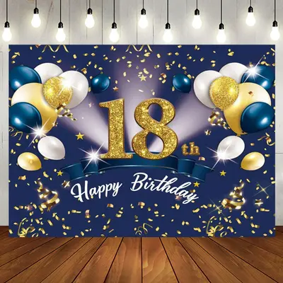 Aperturee Navy Blue Balloons 18Th Birthday Party Backdrop