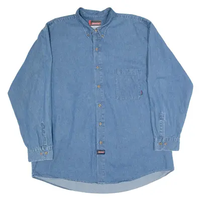 DICKIES Mens Denim Shirt Blue Long Sleeve 2XL