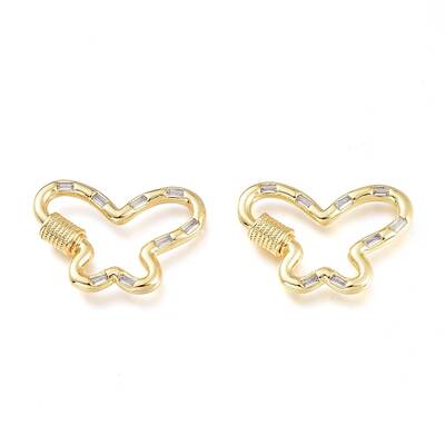 Brass Micro Pave Cubic Zirconia Screw Carabiner Lock Charms