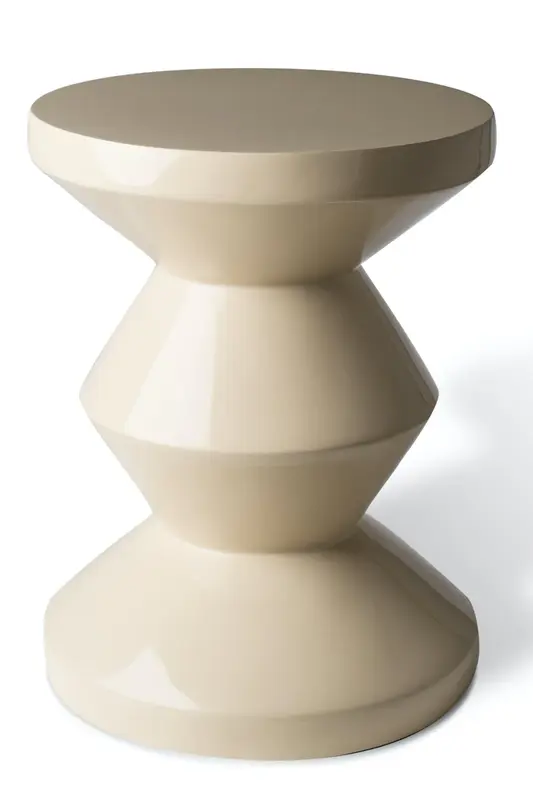 Beige Lacquered Accent Stool | Pols Potten Zig Zag