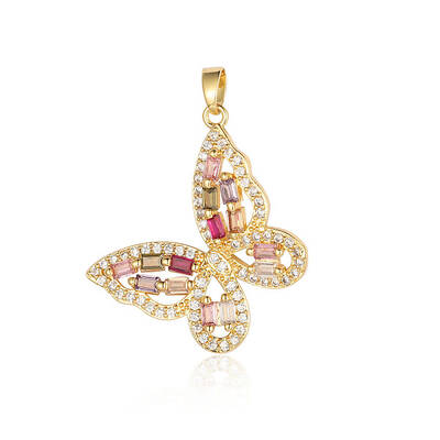 Brass Micro Pave Cubic Zirconia Pendants