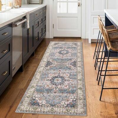 Garvee Runner Rugs 2x6 Boho Rug for Living Room Bedroom Low Pile Mat for Dining Room Kitchen Rug Easy Care Washable Mats Indo...
