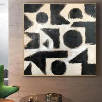 Large Oil Minimalism Abstract Black And White Artwork Modern Wall Art | MIND PUZZLE
