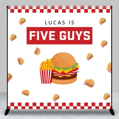 Custom Five Guys Burger Fries 5th Birthday Backdrop - Aperturee