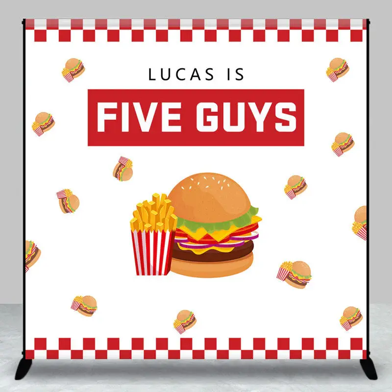 Custom Five Guys Burger Fries 5th Birthday Backdrop - Aperturee