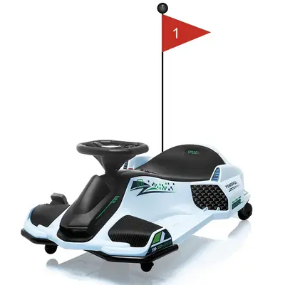 Garvee Ride - G Series: 24V Drift Go-Kart for Kids: Quality Metal, 7.5mph, LED, Music, for 8-12 Years Old - White