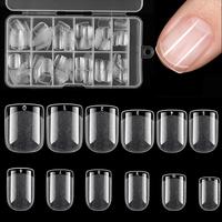 Extra Short Square Nail Tips, 240pcs/box Full Cover Clear Fake Nail Tips, Nail Art Tips for Acrylic Nails Extension, Press on...