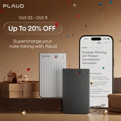 PLAUD Note Smart Voice Recorder - One-Press Recording & Playback, 0.117-Inch Slim, 64GB, Voice Changer Translator, Black MagS...