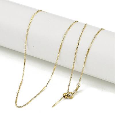 Ion Plating(IP) 304 Stainless Steel Bar Link Necklaces