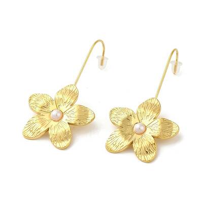 304 Stainlee Steel with Plastic Pearl Dangle Earring