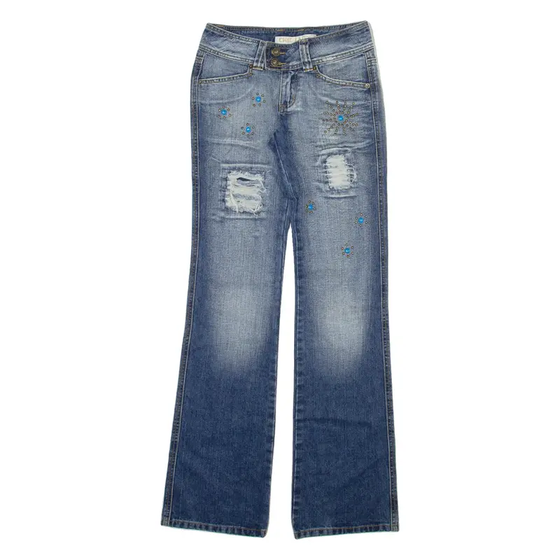 CHIC LADY Womens Jeans Blue Slim Bootcut Acid Wash W28 L34