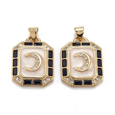 Brass Micro Pave Clear Cubic Zirconia Pendants