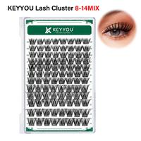 KEYYOU DIY Lash Clusters 8-14MIX Volume Lash Extension Waterproof Long-Lasting Eyelashes Extensions D Curl Easy to Use for Be...