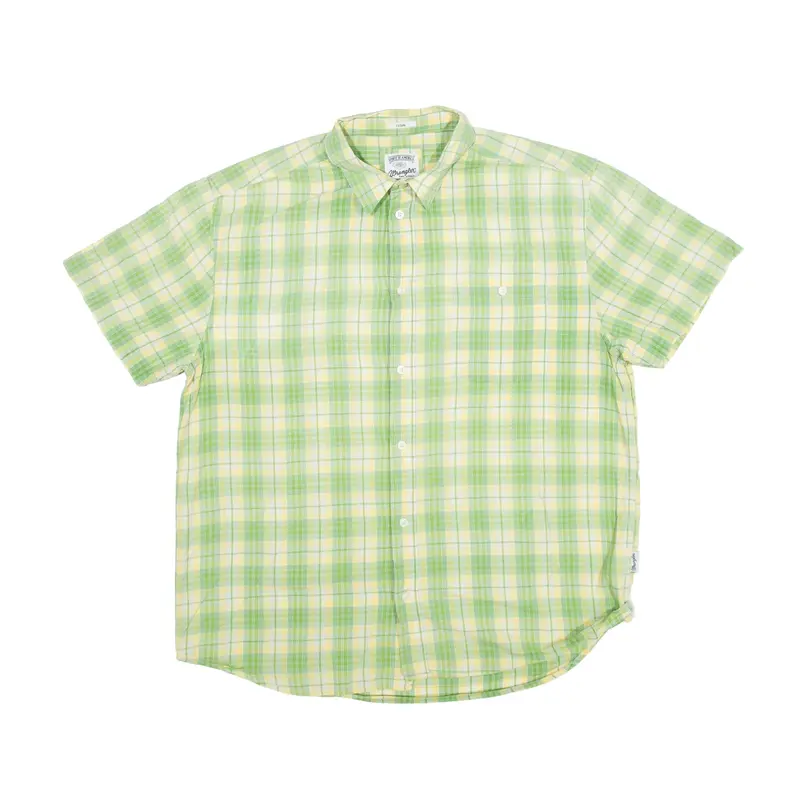WRANGLER Casual Fit Shirt Green Check Short Sleeve Mens XL