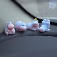 Cute Resin Hippo Figurines, Miniature Dashboard Decor for Car and Office Desk, Unique Vehicle Decoration Ornaments