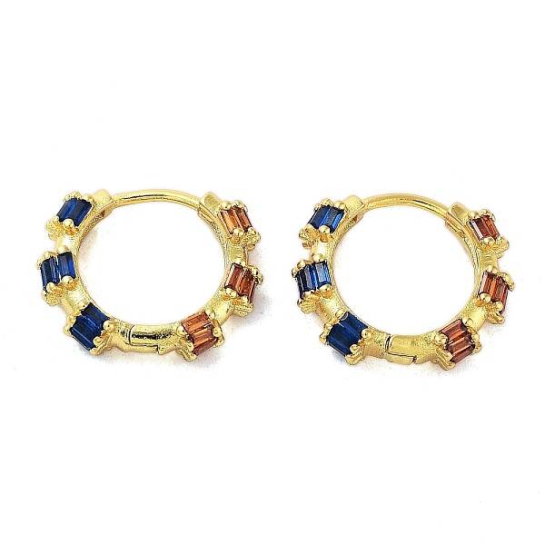 Rack Plating Brass Micro Pave Cubic Zirconia Hoop Earrings for Women