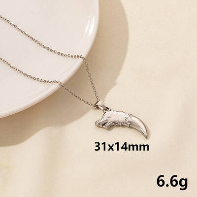 304 Stainless Steel Wolf Tooth Pendant Necklace