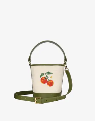 HYER GOODS X Hello Adrianne Hand-Painted Mini Bucket Bag | Color: LINEN/ ORANGE | Style: Farfalle | charm: scissor
