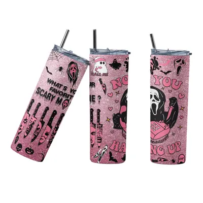 20oz Scary Movie Themed Tumbler, Horror Movie Cup, Gift Tumbler, Scary Tumbler, IT Movie Mug, Trending, Portable Drinkware Re...