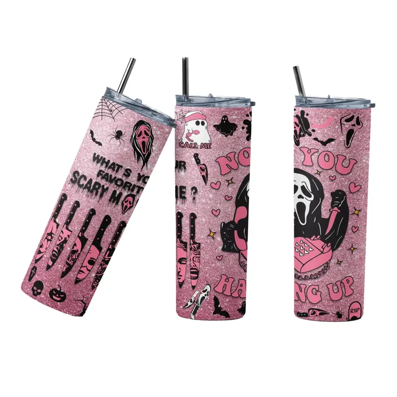 20oz Scary Movie Themed Tumbler, Horror Movie Cup, Gift Tumbler, Scary Tumbler, IT Movie Mug, Trending, Portable Drinkware Re...