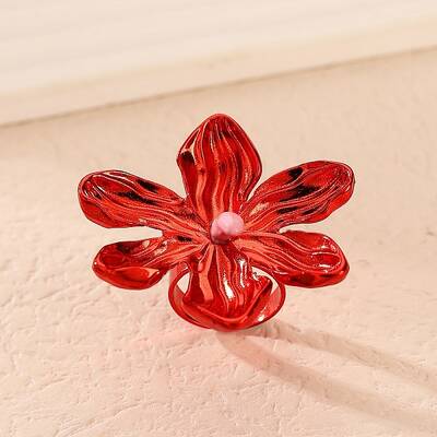 Adjustable Alloy Flower Finger Rings for Women
