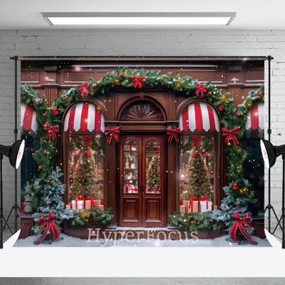 Festive Lit Store Light Glitter Christmas Backdrop - Aperturee