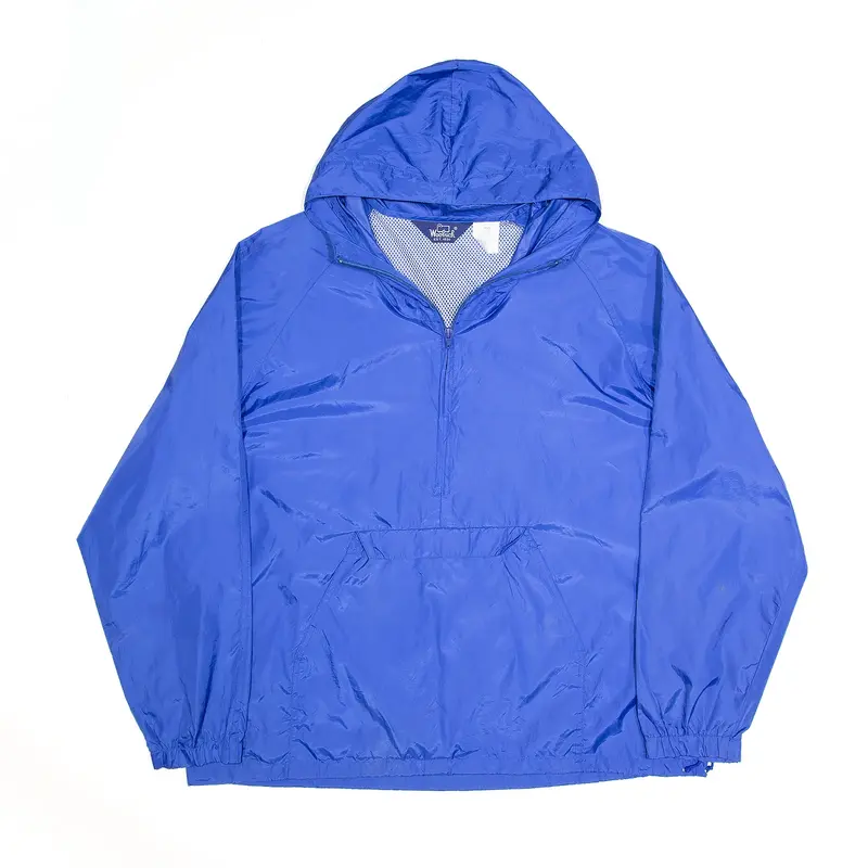 WOOLRICH 1/2 Zip Blue 90s Hooded Anorak Jacket Mens L