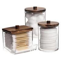 Clear Cotton Swab Storage Box, 2/3 Counts/set Storage Box with Lid, Home Organizer for Bathroom, Bathroom Accessory