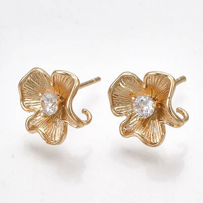 Brass Cubic Zirconia Stud Earring Findings