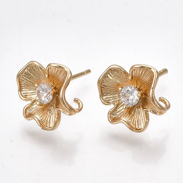 Brass Cubic Zirconia Stud Earring Findings