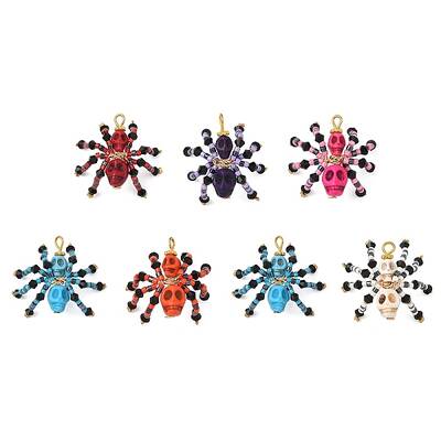 Halloween Theme Dyed Synthetic Turquoise & Glass Seed Beads Pendants