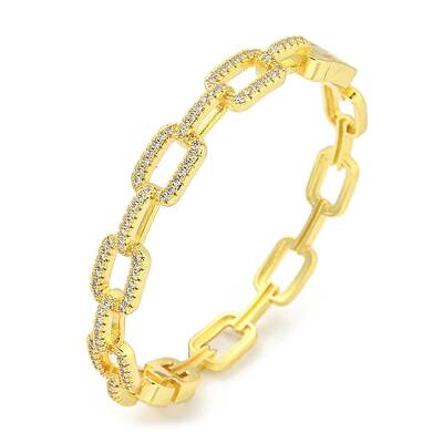 Rectangle Brass Micro Pave Clear Cubic Zirconia Hinged Bangles for Women