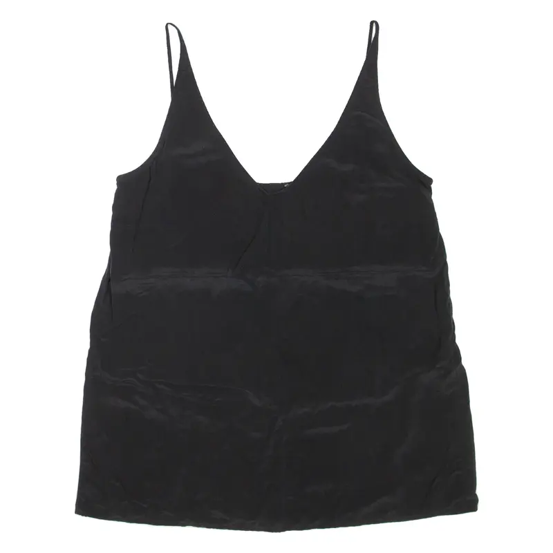 Womens Camisole Vest Black V-Neck Sleeveless L