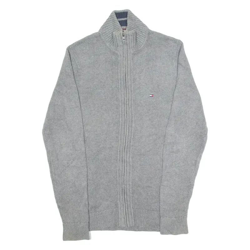 TOMMY HILFIGER Mens Jumper Grey High Neck Tight Knit XS
