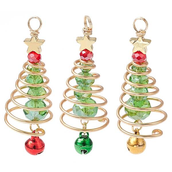 3Pcs Glass & Alloy Pendants