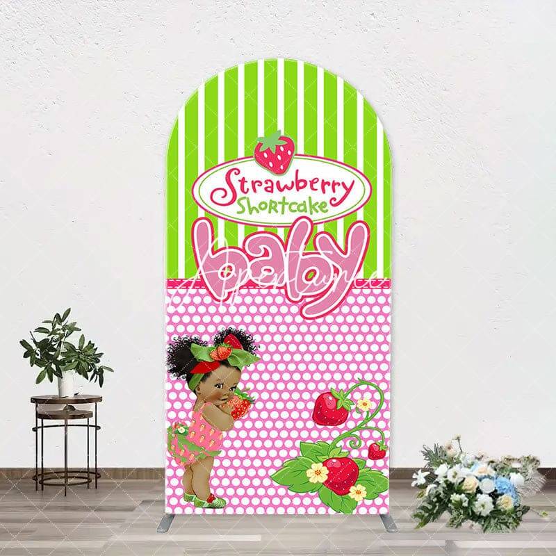 Strawberry Shortcake Girl Arch Baby Shower Backdrop