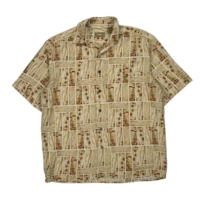 Natural Issue Hawaiian Shirt - Small Beige Viscose