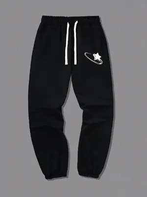 Men's Loose Star Print Drawstring Waist Sweatpants, Casual Elastic Waist Pocket Jogger Pants for Summer, Fashion Men's Bottom...